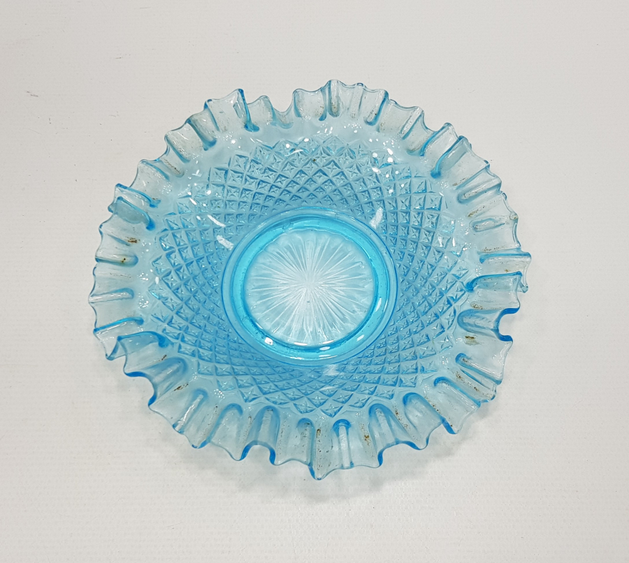 OSMANLI DÖNEMİ MAVİ RENKLİ KRİSTAL CAM MARUL İKRAMLIK 