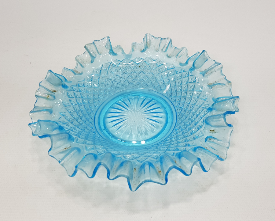 OSMANLI DÖNEMİ MAVİ RENKLİ KRİSTAL CAM MARUL İKRAMLIK 