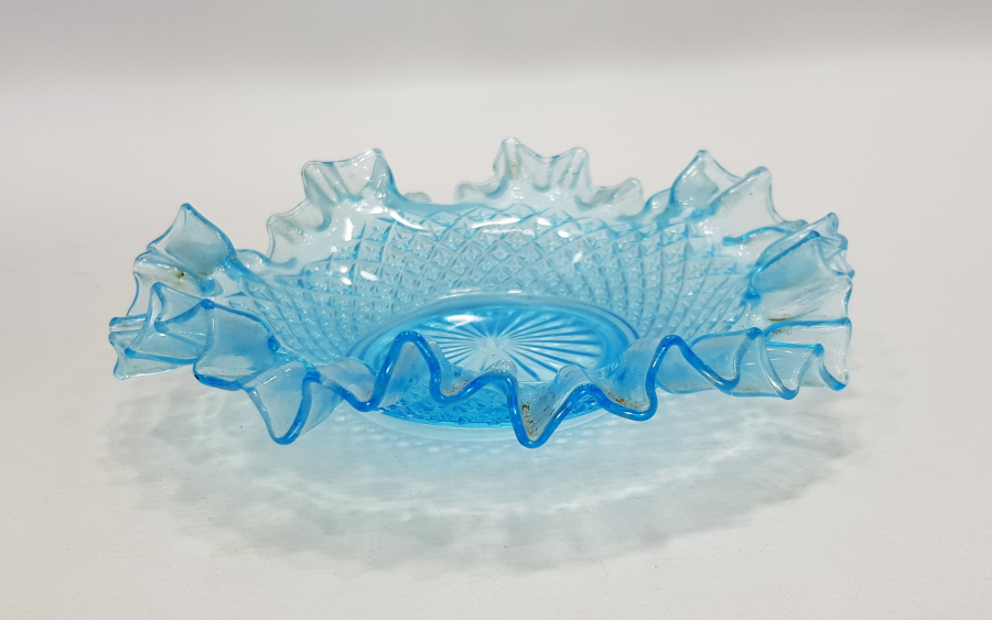 OSMANLI DÖNEMİ MAVİ RENKLİ KRİSTAL CAM MARUL İKRAMLIK 