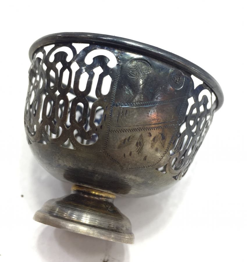 OSMANLI DÖNEMİ TESTERE İŞÇİLİKLİ TUĞRALI GÜMÜŞ FİNCAN ZARFI