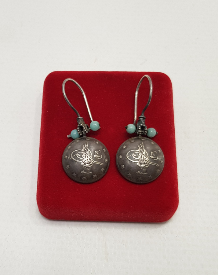 OSMANLI TUĞRALI BİR ÇİFT GÜMÜŞ KÜPE 