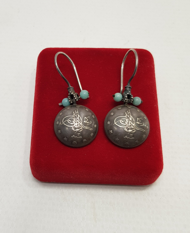 OSMANLI TUĞRALI BİR ÇİFT GÜMÜŞ KÜPE 