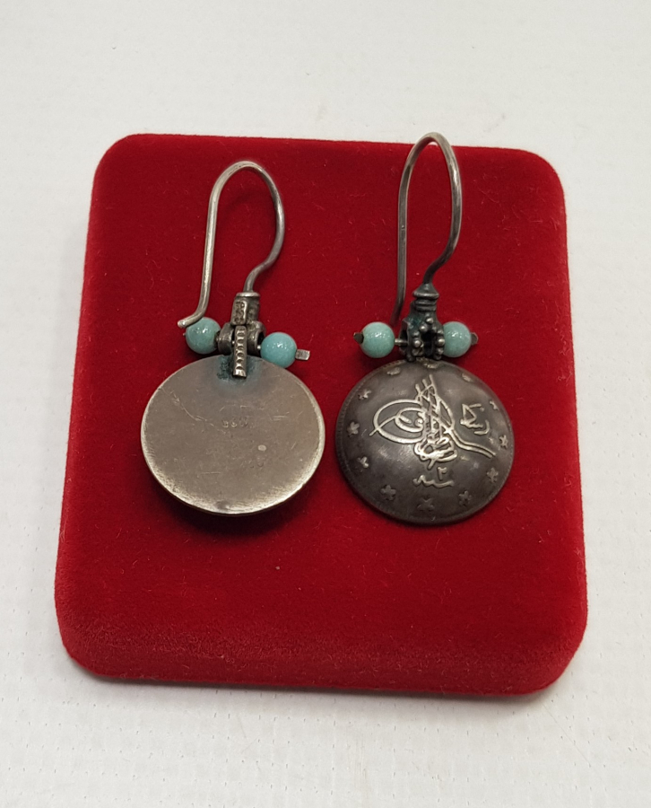 OSMANLI TUĞRALI BİR ÇİFT GÜMÜŞ KÜPE 