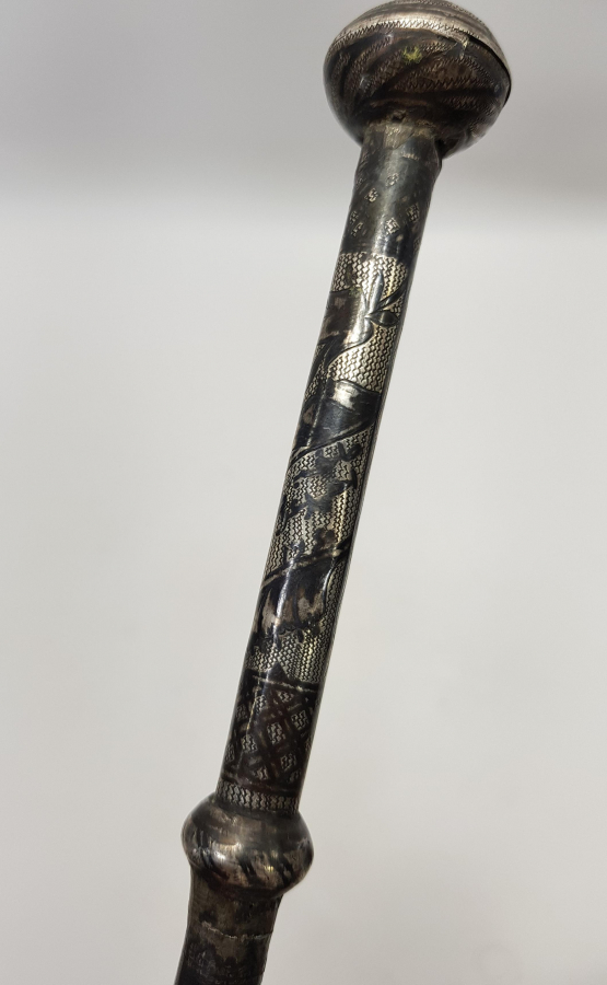 OSMANLICA YAZILI AĞA İŞİ BÜYÜK BOY SAVATLI GÜMÜŞ KAMÇI