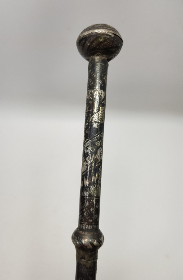 OSMANLICA YAZILI AĞA İŞİ BÜYÜK BOY SAVATLI GÜMÜŞ KAMÇI