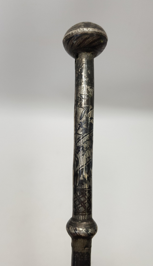 OSMANLICA YAZILI AĞA İŞİ BÜYÜK BOY SAVATLI GÜMÜŞ KAMÇI