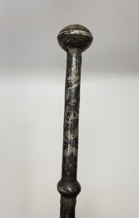 OSMANLICA YAZILI AĞA İŞİ BÜYÜK BOY SAVATLI GÜMÜŞ KAMÇI