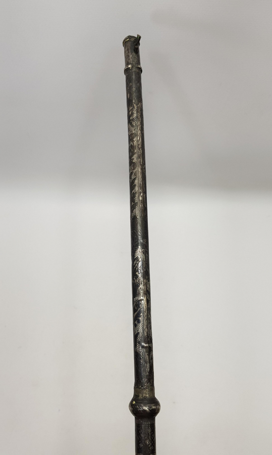 OSMANLICA YAZILI AĞA İŞİ BÜYÜK BOY SAVATLI GÜMÜŞ KAMÇI