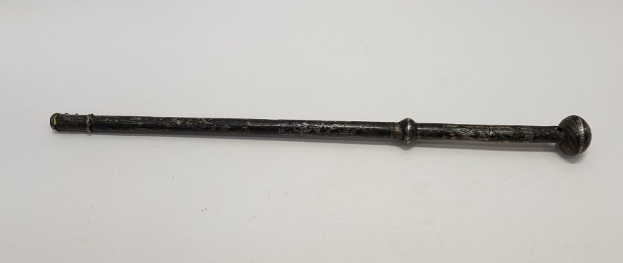 OSMANLICA YAZILI AĞA İŞİ BÜYÜK BOY SAVATLI GÜMÜŞ KAMÇI