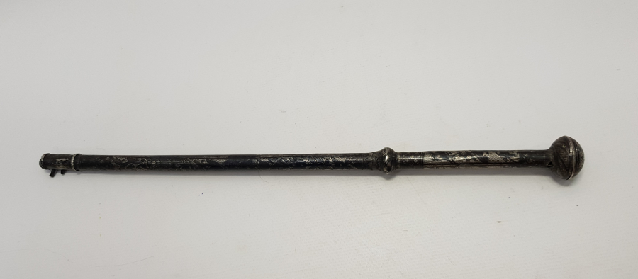 OSMANLICA YAZILI AĞA İŞİ BÜYÜK BOY SAVATLI GÜMÜŞ KAMÇI