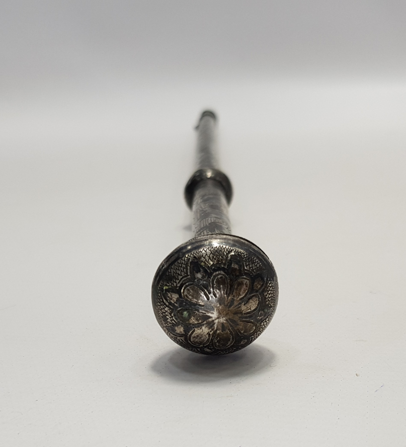 OSMANLICA YAZILI AĞA İŞİ BÜYÜK BOY SAVATLI GÜMÜŞ KAMÇI