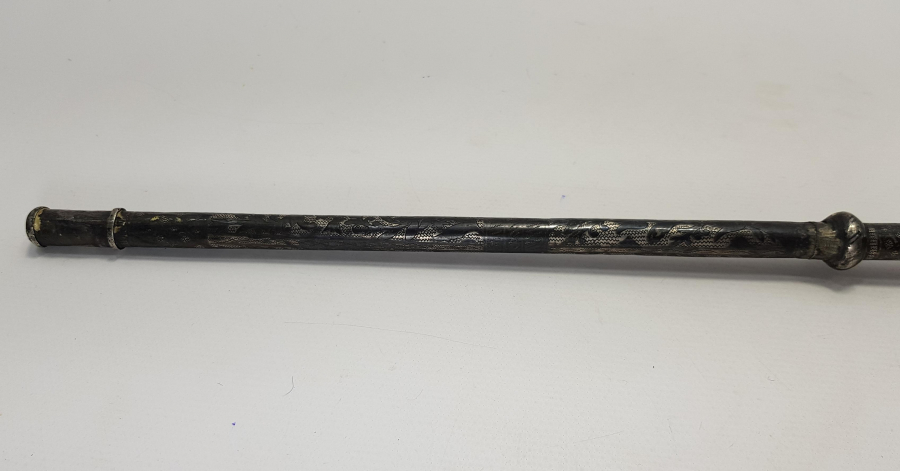 OSMANLICA YAZILI AĞA İŞİ BÜYÜK BOY SAVATLI GÜMÜŞ KAMÇI