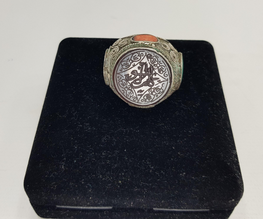 TÜRKMEN İŞİ OSMANLICA YAZILI AKİK TAŞLI DEV BOY YÜZÜK 