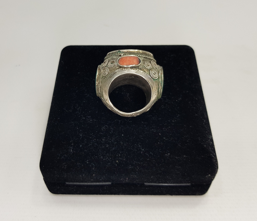 TÜRKMEN İŞİ OSMANLICA YAZILI AKİK TAŞLI DEV BOY YÜZÜK 