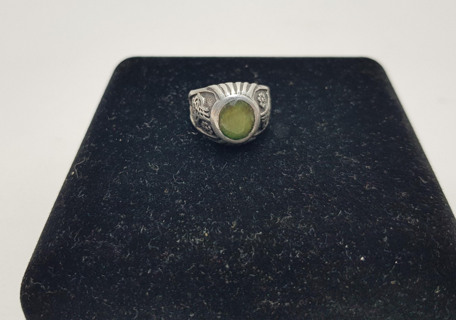 ZÜMRÜT TAŞLI OSMANLI TUĞRALI GÜMÜŞ YÜZÜK 