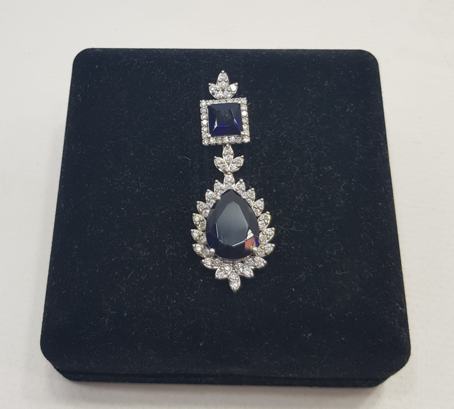 MAVİ TAŞLI GÜMÜŞ KOLYE UCU 