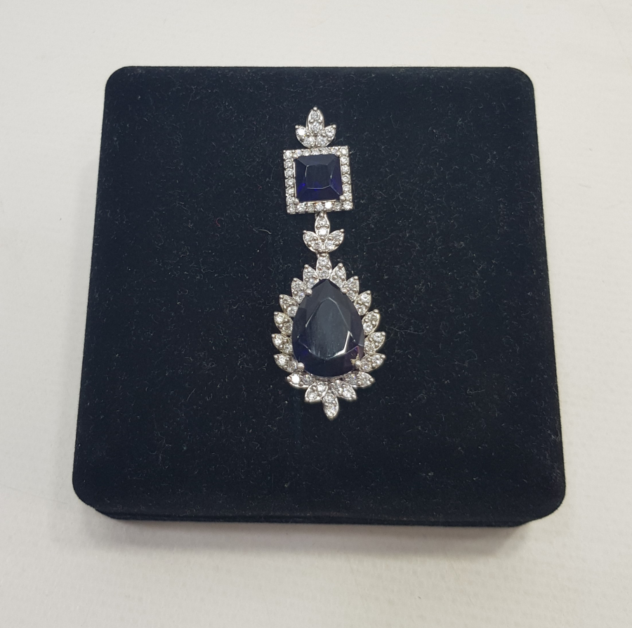 MAVİ TAŞLI GÜMÜŞ KOLYE UCU 