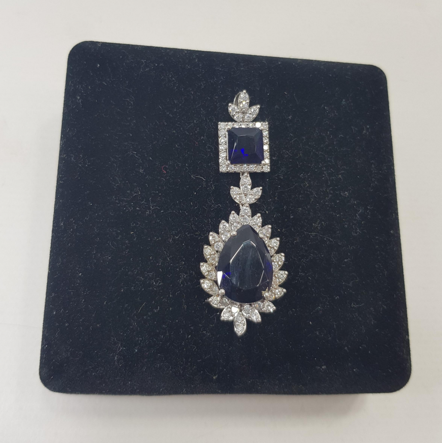 MAVİ TAŞLI GÜMÜŞ KOLYE UCU 