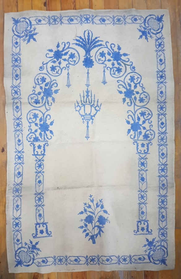 OSMANLI DÖNEMİ SUZENİ İŞÇİLİKLİ KEÇE SECCADE 