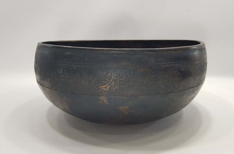 ÜZERİ OSMANLICA YAZILI TEKKE İŞİ BÜYÜK BOY BRONZ TENCERE