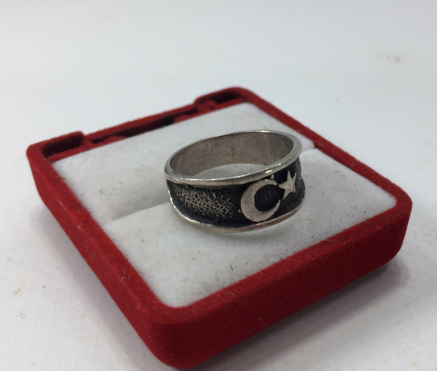 AY YILDIZ FİGÜRLÜ GÜMÜŞ YÜZÜK