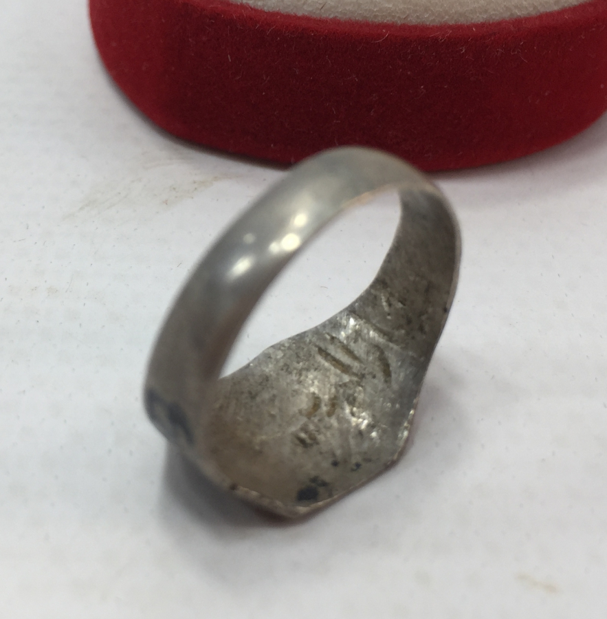 OSMANLI DÖNEMİ İÇİ OSMANLICA YAZILI SAVATLI VAN İŞİ GÜMÜŞ YÜZÜK