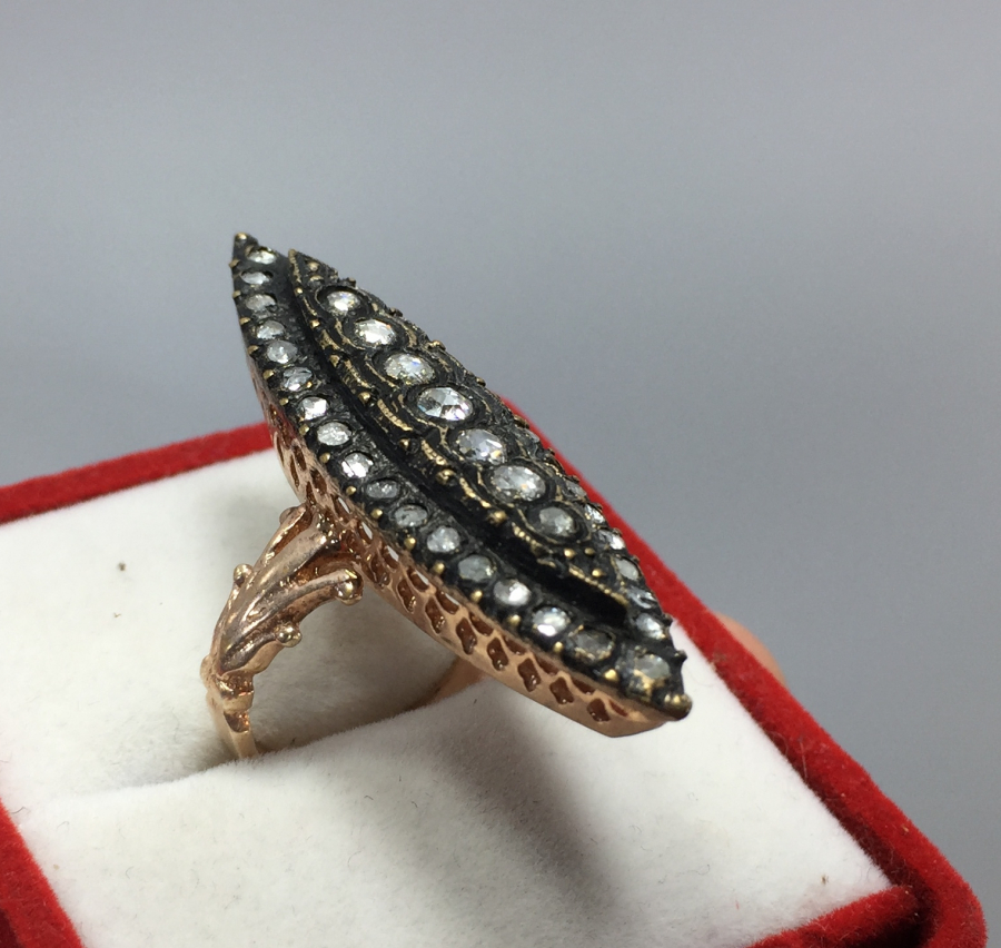 DEV BOY MEKİK TAŞLI ELMAS YÜZÜK