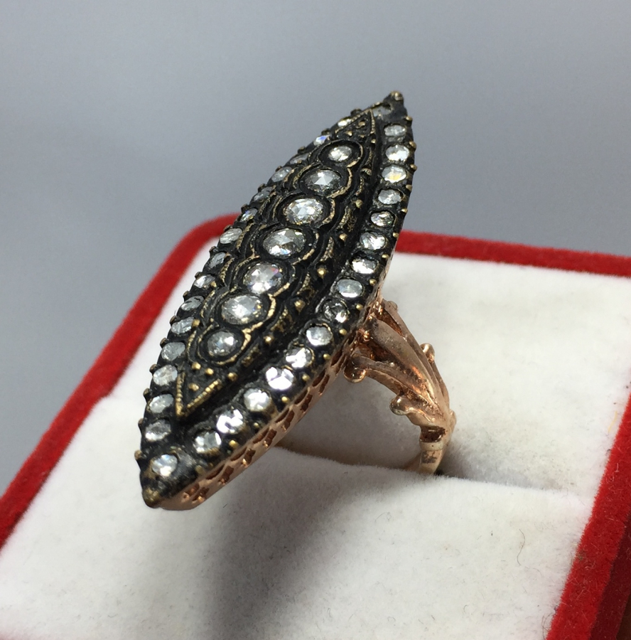 DEV BOY MEKİK TAŞLI ELMAS YÜZÜK