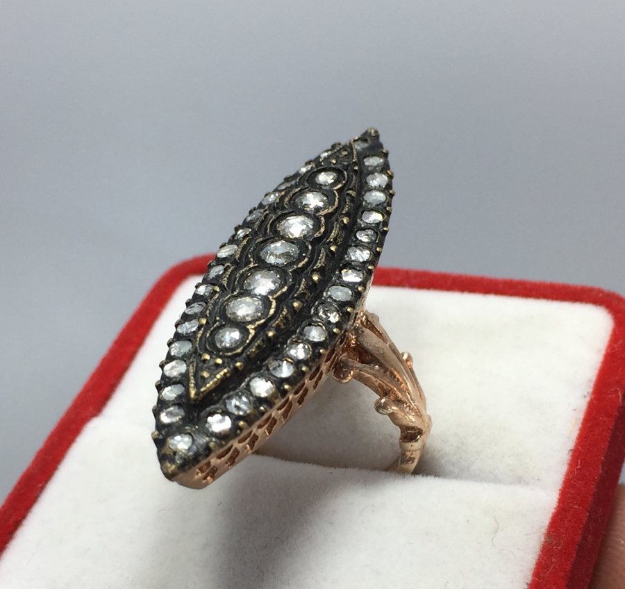 DEV BOY MEKİK TAŞLI ELMAS YÜZÜK