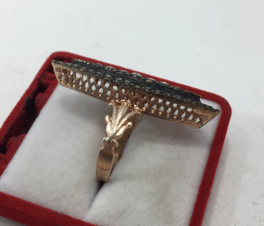 DEV BOY MEKİK TAŞLI ELMAS YÜZÜK