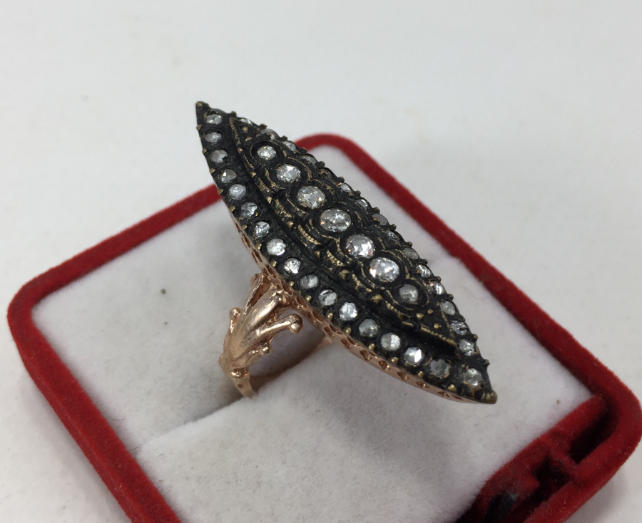 DEV BOY MEKİK TAŞLI ELMAS YÜZÜK