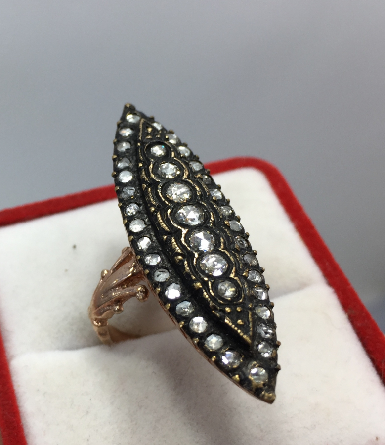 DEV BOY MEKİK TAŞLI ELMAS YÜZÜK