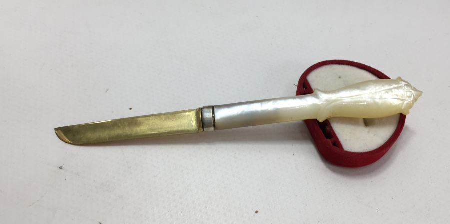 OSMANLI DÖNEMİ ALTIN KAPLAMA VE SEDEF SAPLI HATTAT BIÇAĞI