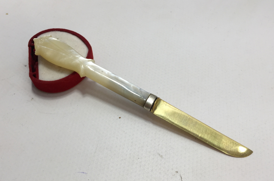 OSMANLI DÖNEMİ ALTIN KAPLAMA VE SEDEF SAPLI HATTAT BIÇAĞI