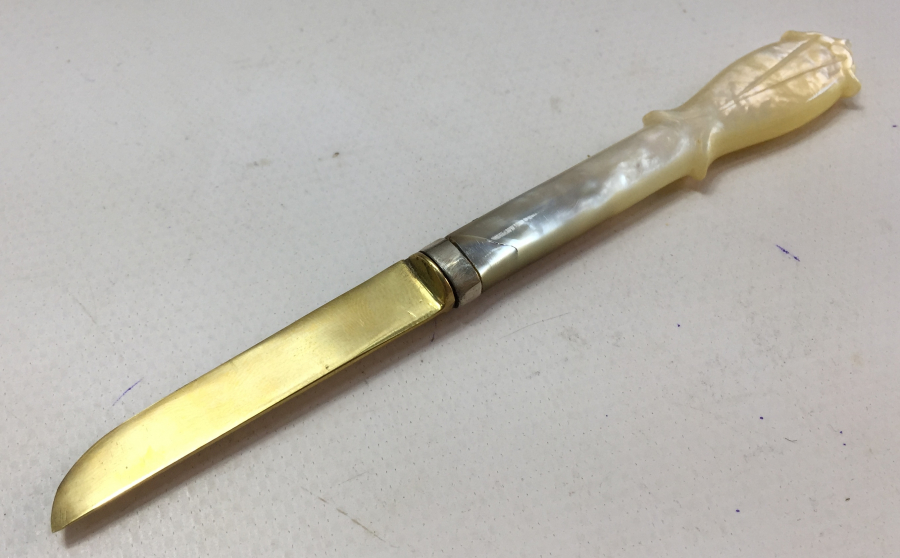 OSMANLI DÖNEMİ ALTIN KAPLAMA VE SEDEF SAPLI HATTAT BIÇAĞI