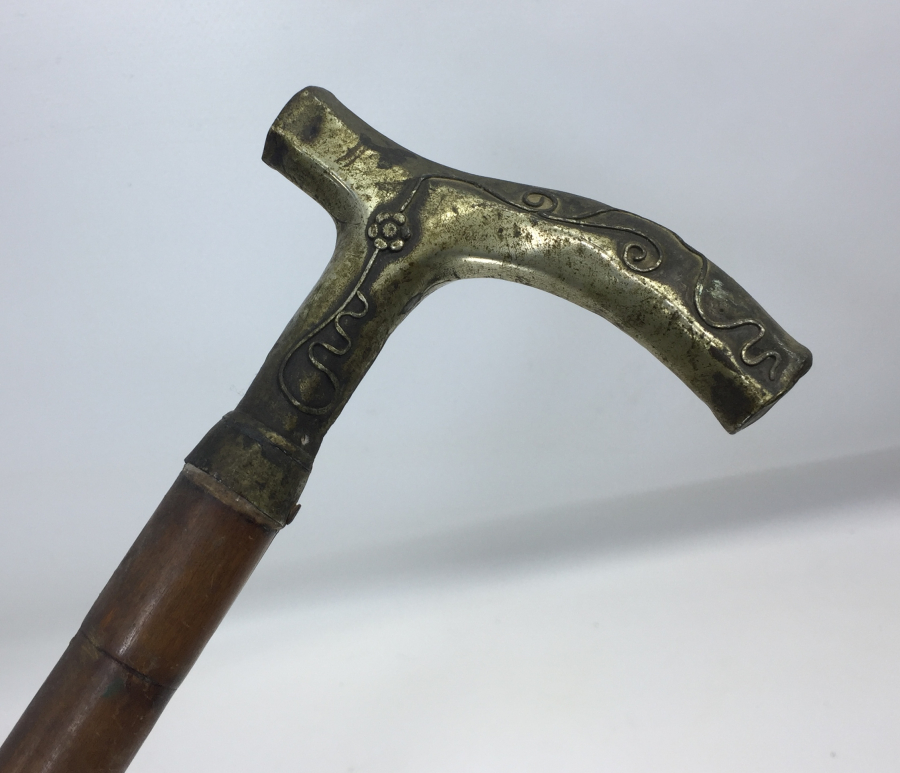 OSMANLI DÖNEMİ GÜMÜŞ SAPLI LALE MOTİFLİ BASTON