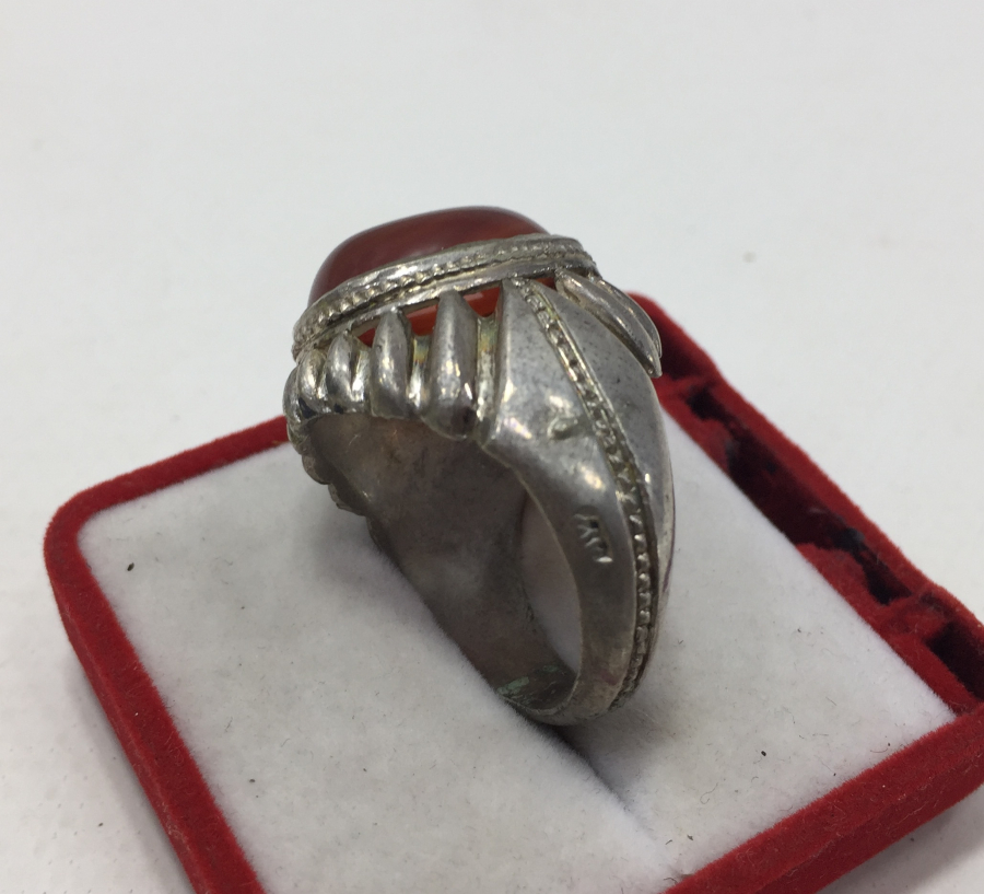 SÜLEYMANİYE AKİĞİ AĞIR YAPILI GÜMÜŞ ERKEK YÜZÜĞÜ