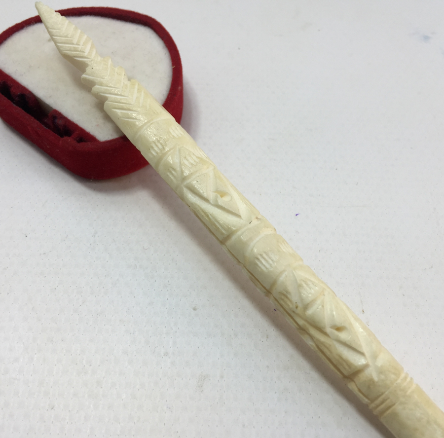 ÜZERİ İŞLEMELİ KEMİKTEN MAMUL OSMANLI DÖNEMİ DİVİT 