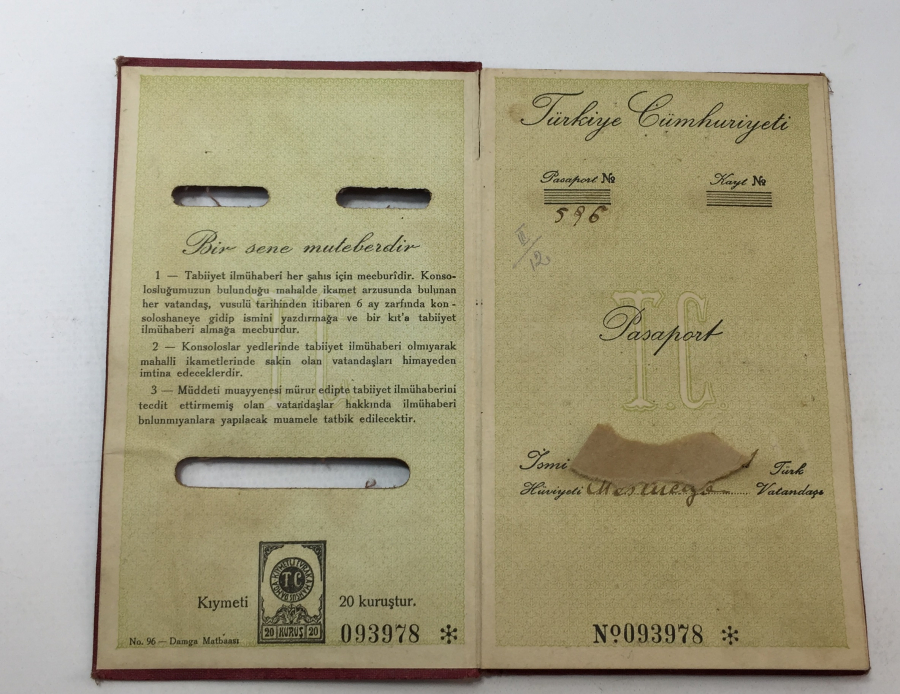 1930-1935 YILLARI ARASI KULLANILMIŞ PASAPORT