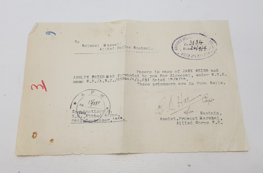 İŞGAL DÖNEMİ İSTANBUL PERA İNGİLİZ KARAKOLU YAZIŞMA LOTU