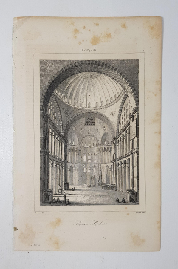 OSMANLI DÖNEMİ GRAVÜR: AYASOFYA CAMİİ'NDE NAMAZ KILANLAR