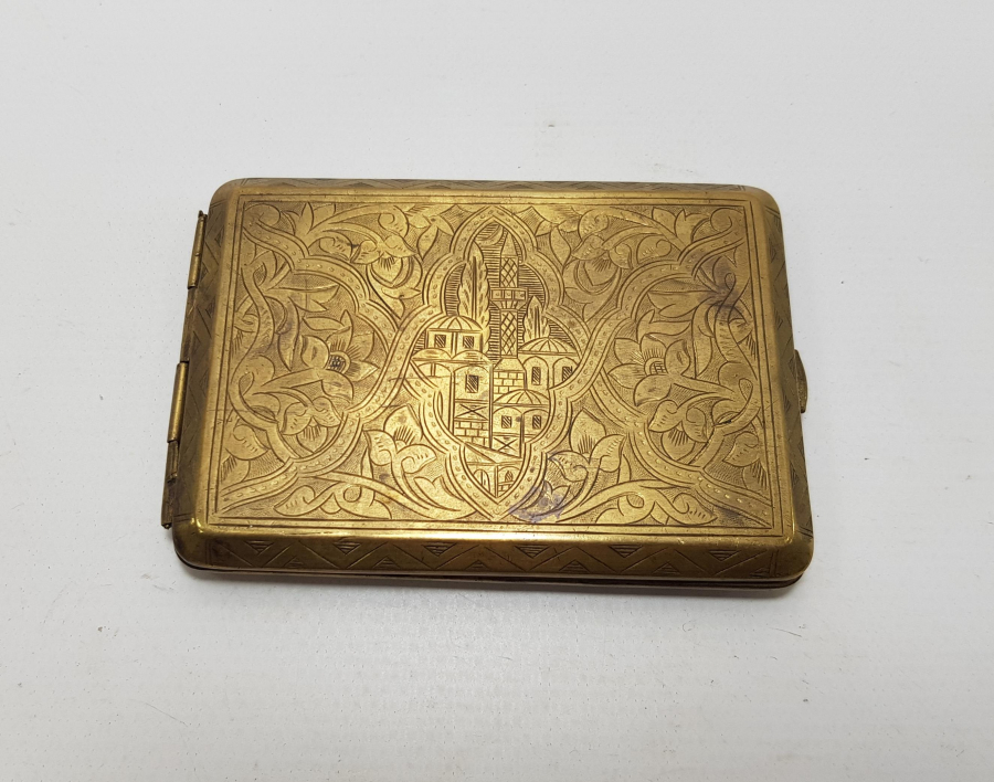 OSMANLI DÖNEMİ OSMANLICA YADİGAR YAZILI VE CAMİ GÖRSELLİ BOSNA İŞİ SİGARA TABAKASI  