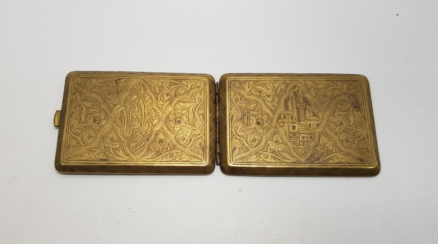 OSMANLI DÖNEMİ OSMANLICA YADİGAR YAZILI VE CAMİ GÖRSELLİ BOSNA İŞİ SİGARA TABAKASI  