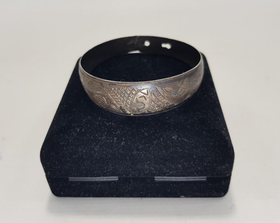 OSMANLICA YADİGAR YAZILI GÜMÜŞ BİLEZİK 