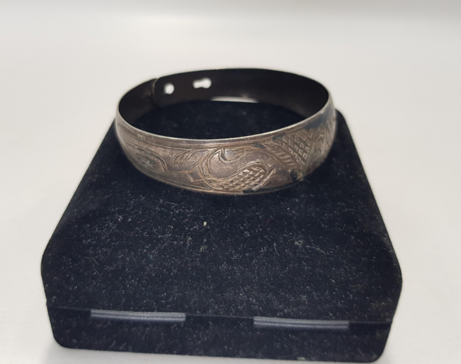 OSMANLICA YADİGAR YAZILI GÜMÜŞ BİLEZİK 