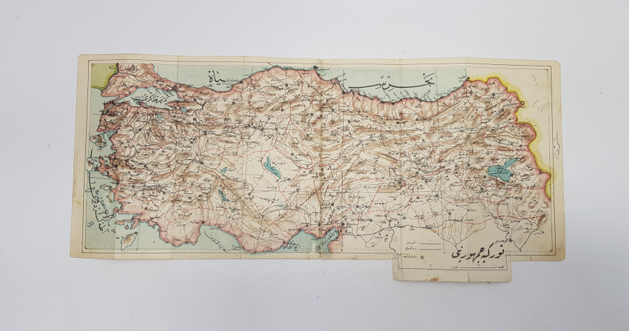 OSMANLICA YAZILI TÜRKİYE CUMHURİYETİ HARİTASI 