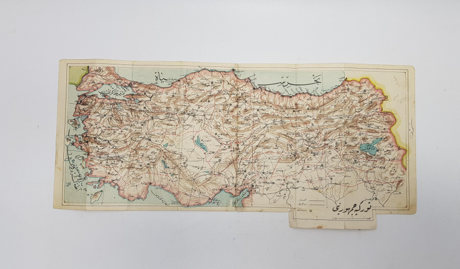 OSMANLICA YAZILI TÜRKİYE CUMHURİYETİ HARİTASI 