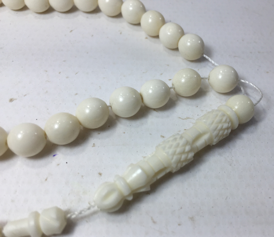 İMAMESİ İŞLEMELİ KEMİKTEN MAMUL USTA İŞİ TESBİH