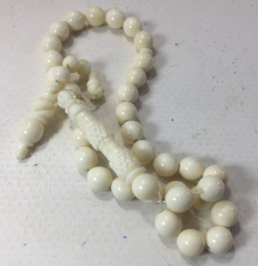 İMAMESİ İŞLEMELİ KEMİKTEN MAMUL USTA İŞİ TESBİH