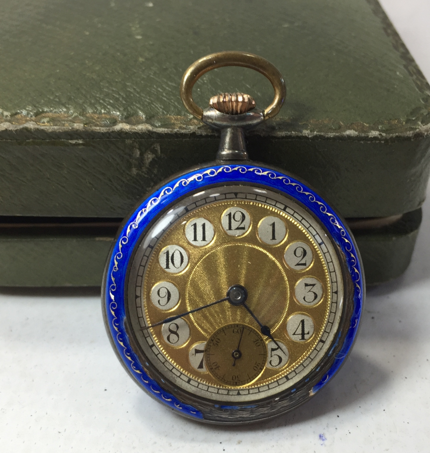 ORJİNAL KUTUSUNDA OSMANLI DÖNEMİ RUM İŞİ MİNELİ GÜMÜŞ CEP SAATİ